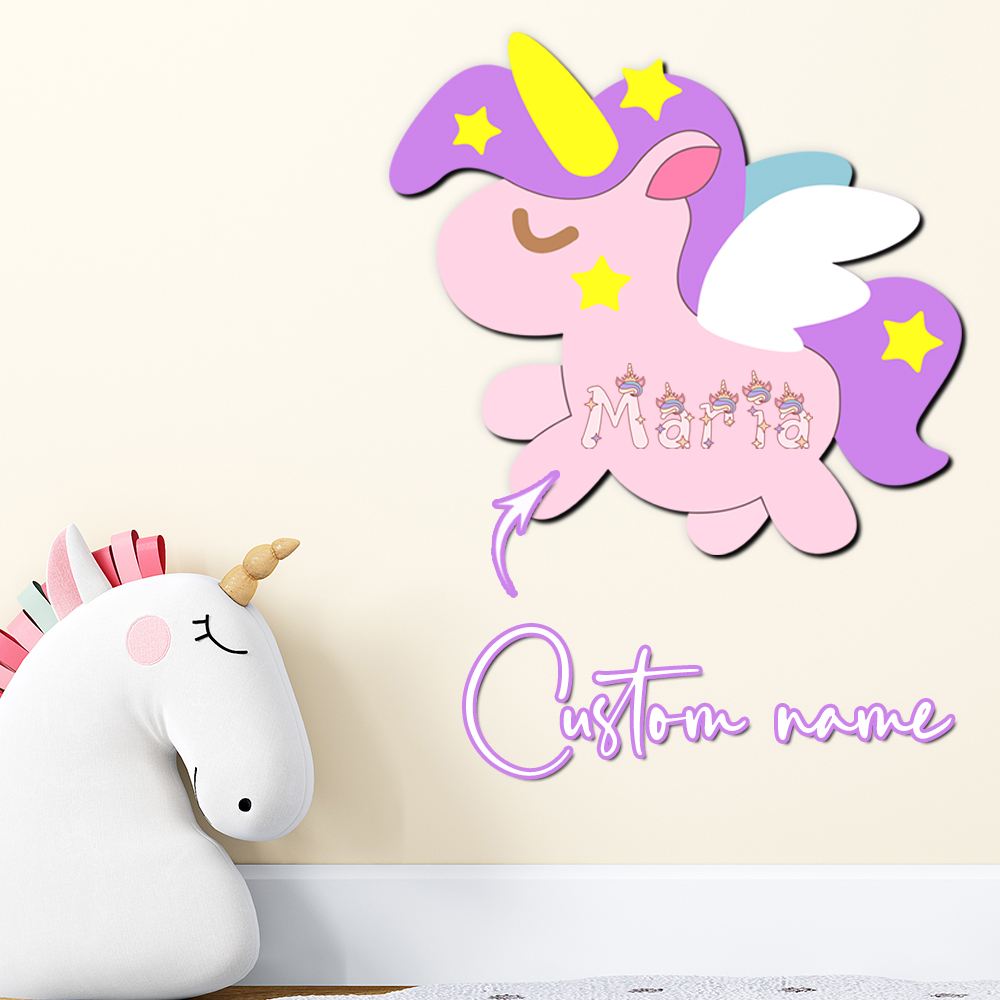 Baby Nursery Letters - Personalizowana drewniana tabliczka z imieniem jednorożca,