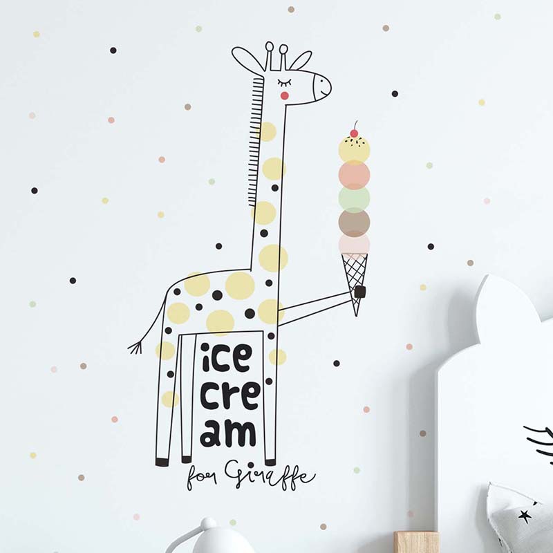 Baby Nursery Mural Wallpaper - Naklejka ścienna z żyrafą i lodami