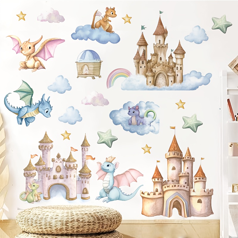 Wall Decal Nursery - Naklejki ścienne DIY z akwarelowymi smokami,