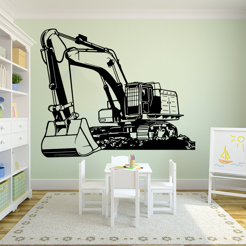 Baby Nursery Wall Mural - Duża ciężka maszyna Koparka Koparka Naklejka