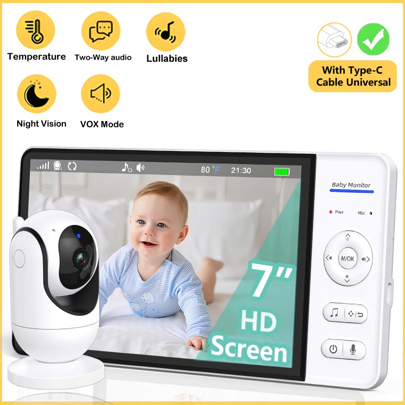 Baby Monitor Split Screen - Niemasz WiFi 7-calowy Niania Elektroniczna Dwukierunkowe