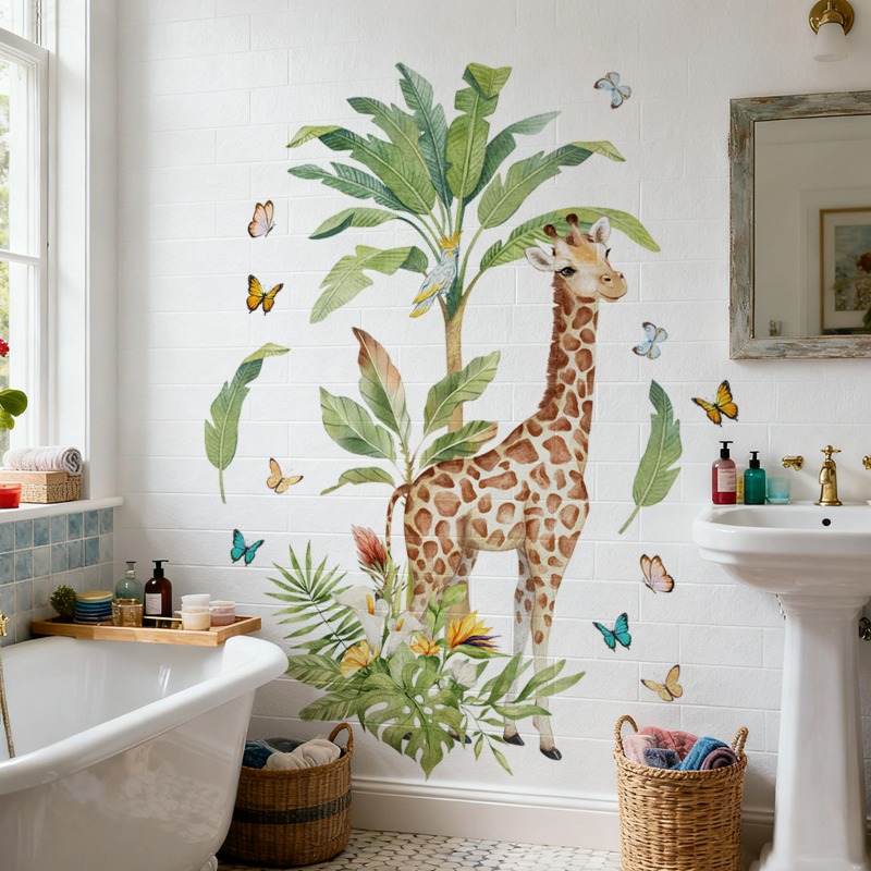 Baby Nursery Mural Wallpaper - Naklejka ścienna z dużą żyrafą, zwierzę