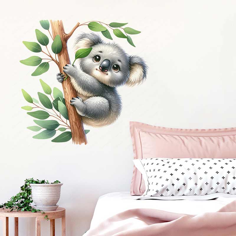 Baby Nursery Mural Wallpaper - Urocza naklejka ścienna z koalą, dekoracja