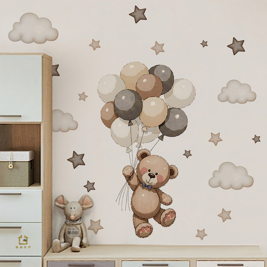 Wall Decal Nursery - Urocze naklejki ścienne z misiami, zdejmowalne