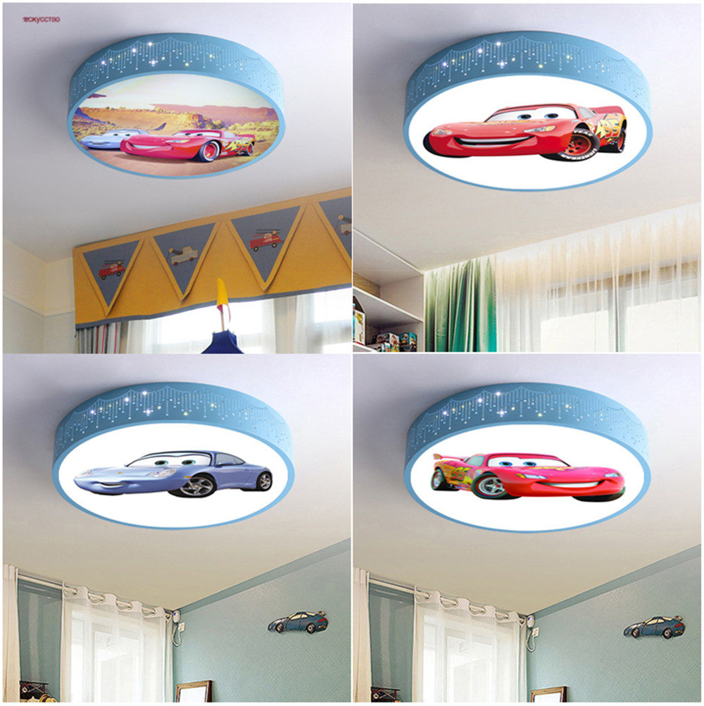 Baby Nursery Ceiling Light - Cartoon samochodów okrągłe Led lampa sufitowa