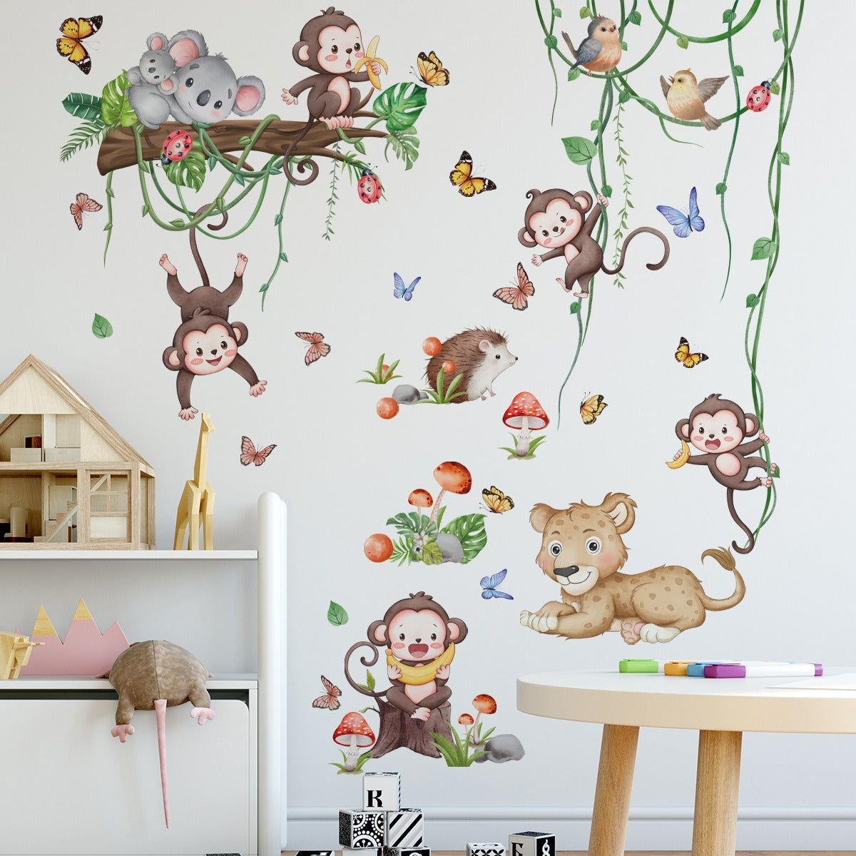 Baby Nursery Tree - Naklejki ścienne Safari Małpa Zwierzęta Drzewo