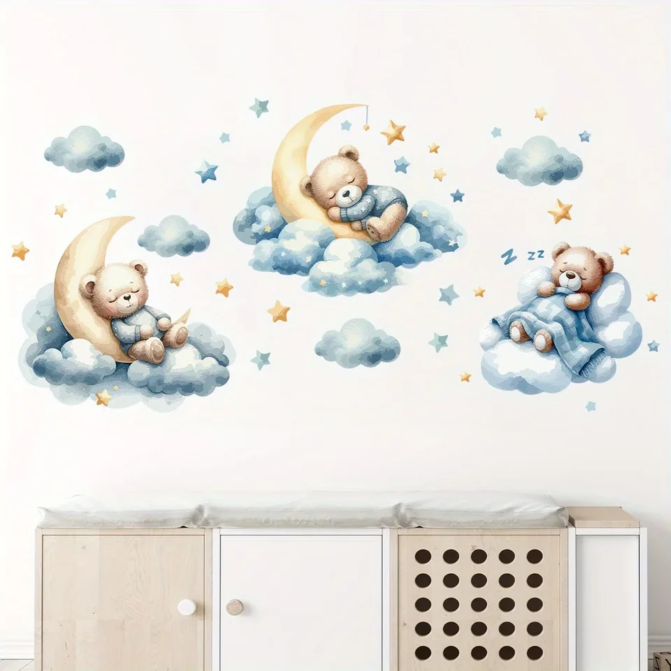Wall Decal Nursery - 1 sztuka uroczej ilustracji misia wypoczynającego