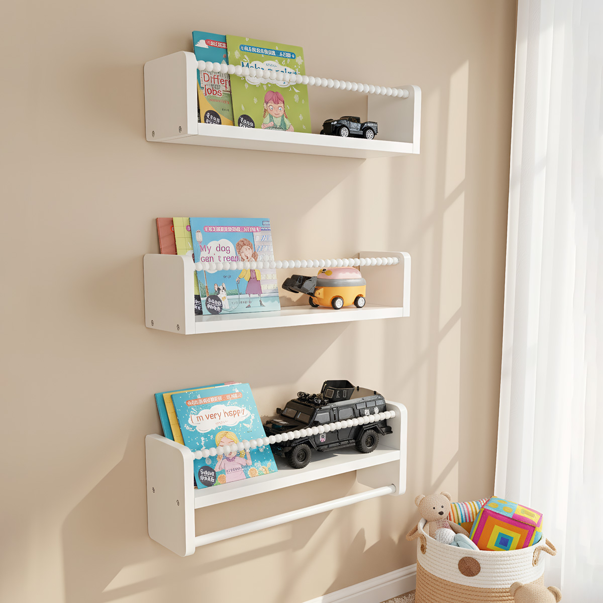 Baby Nursery Bookshelf - Drewniane półki na książki do pokoju