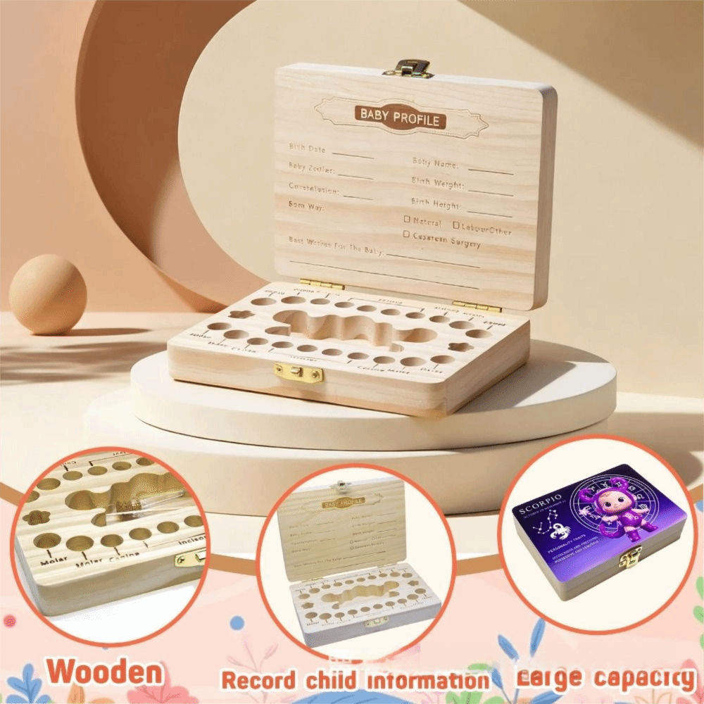 Baby Keepsake Box - Drewniane pudełko na zęby mleczne dziecka