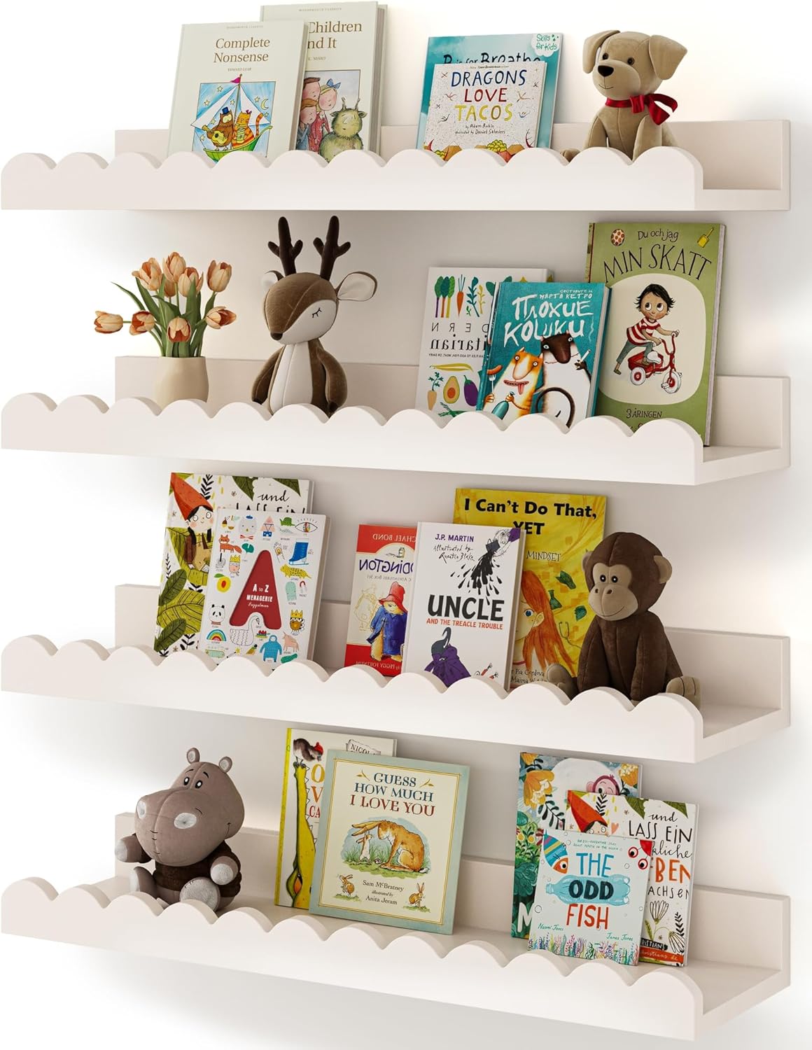 Zestaw 4 białych półek na ksią – Baby Nursery Bookshelf recenzja i cena