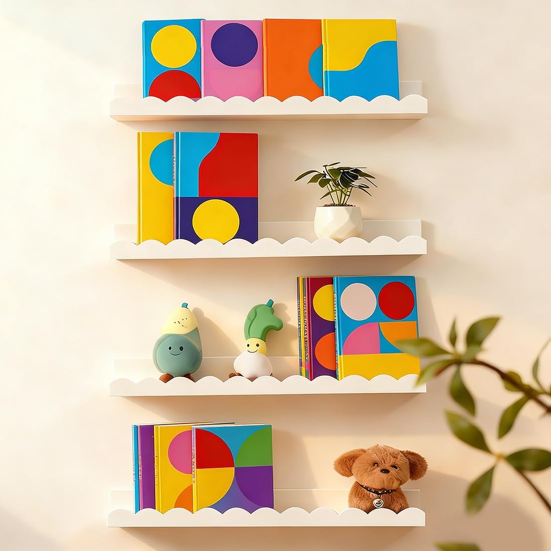 Zestaw 4 białych półek na ksią – Baby Nursery Bookshelf recenzja i cena