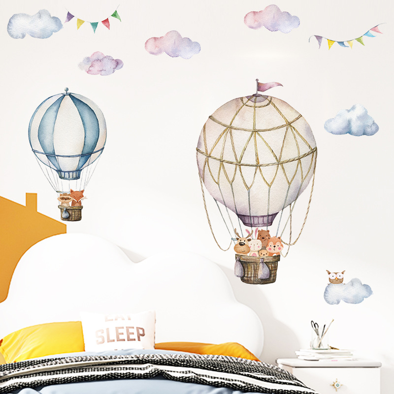 Cartoon Animal Hot Air Balloon – Baby Nursery Mural Wallpaper recenzja i cena
