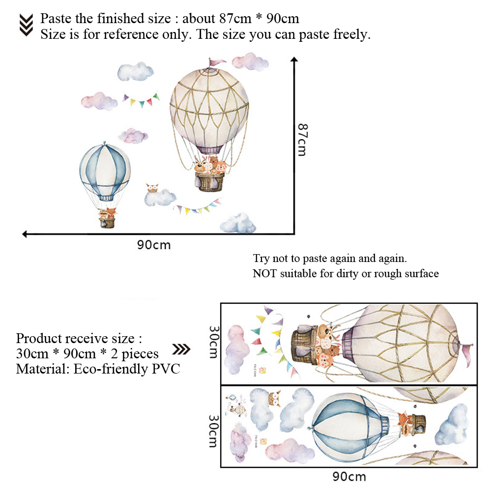 Cartoon Animal Hot Air Balloon – Baby Nursery Mural Wallpaper recenzja i cena