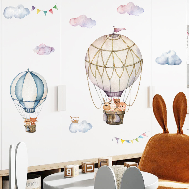 Cartoon Animal Hot Air Balloon – Baby Nursery Mural Wallpaper recenzja i cena