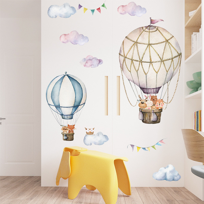 Cartoon Animal Hot Air Balloon – Baby Nursery Mural Wallpaper recenzja i cena