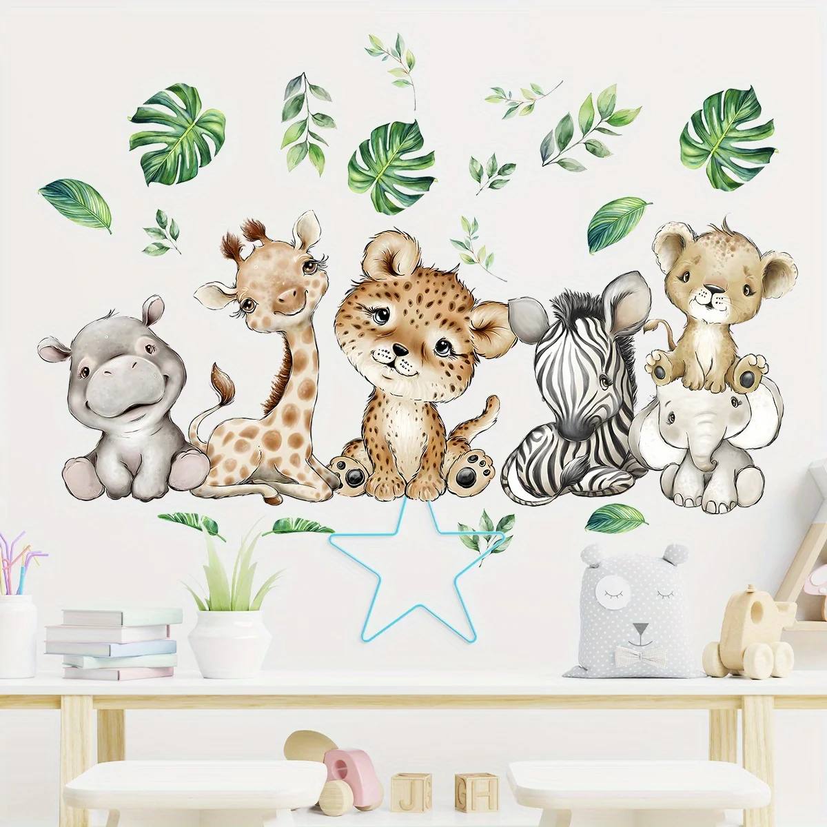 1PC Cartoon Cute Hippo Tiger E – Wall Decal Nursery recenzja i cena