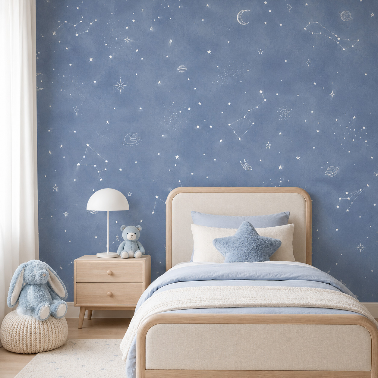Niebieska tapeta samoprzylepna – Baby Nursery Mural Wallpaper recenzja i cena