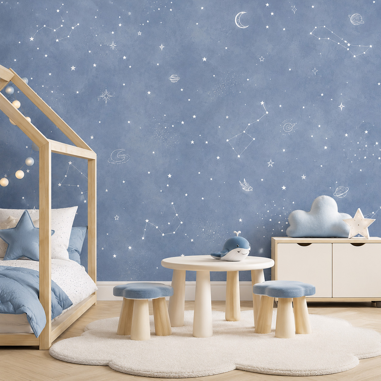 Niebieska tapeta samoprzylepna – Baby Nursery Mural Wallpaper recenzja i cena