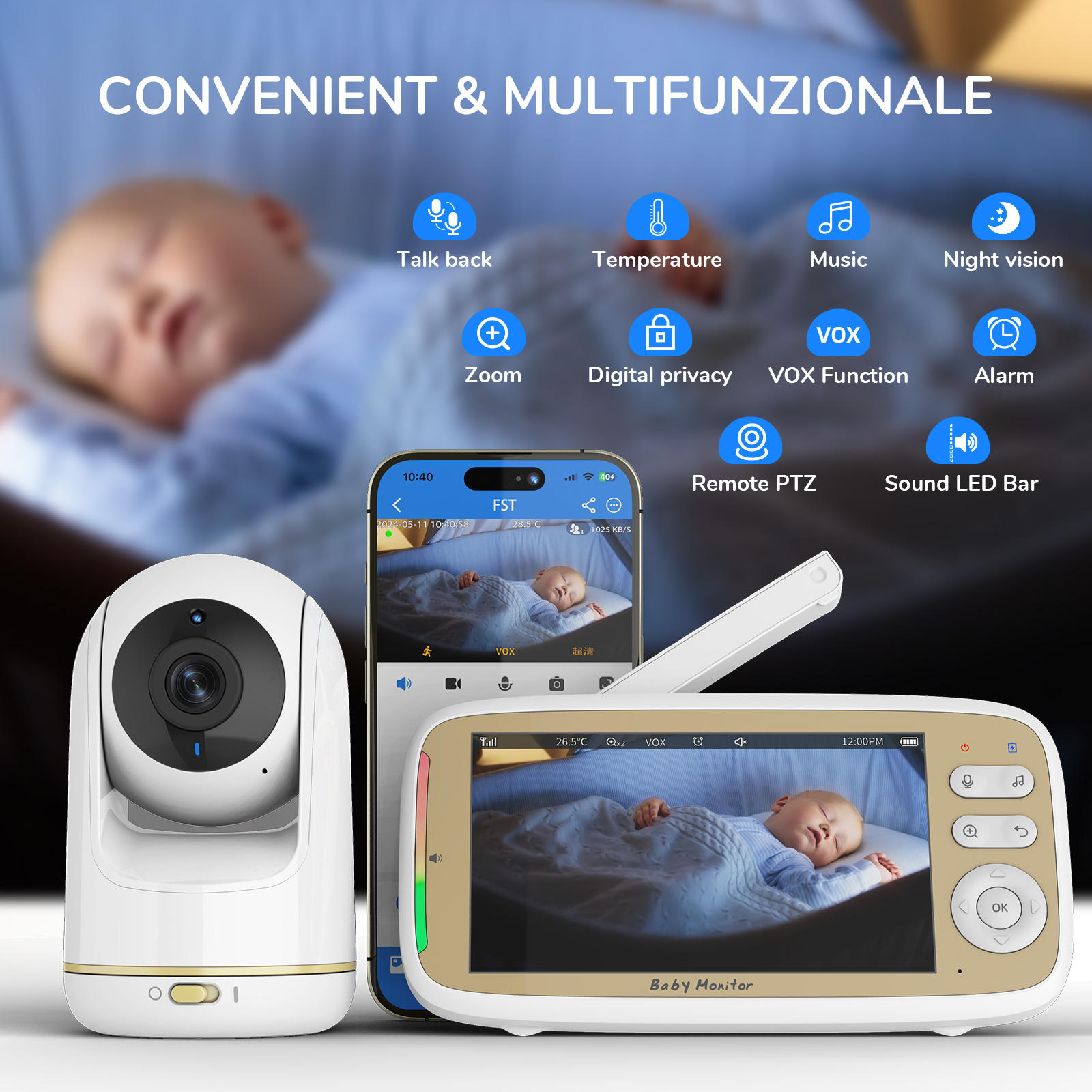 Kamera monitorująca dziecko VB – Baby Monitor Split Screen recenzja i cena