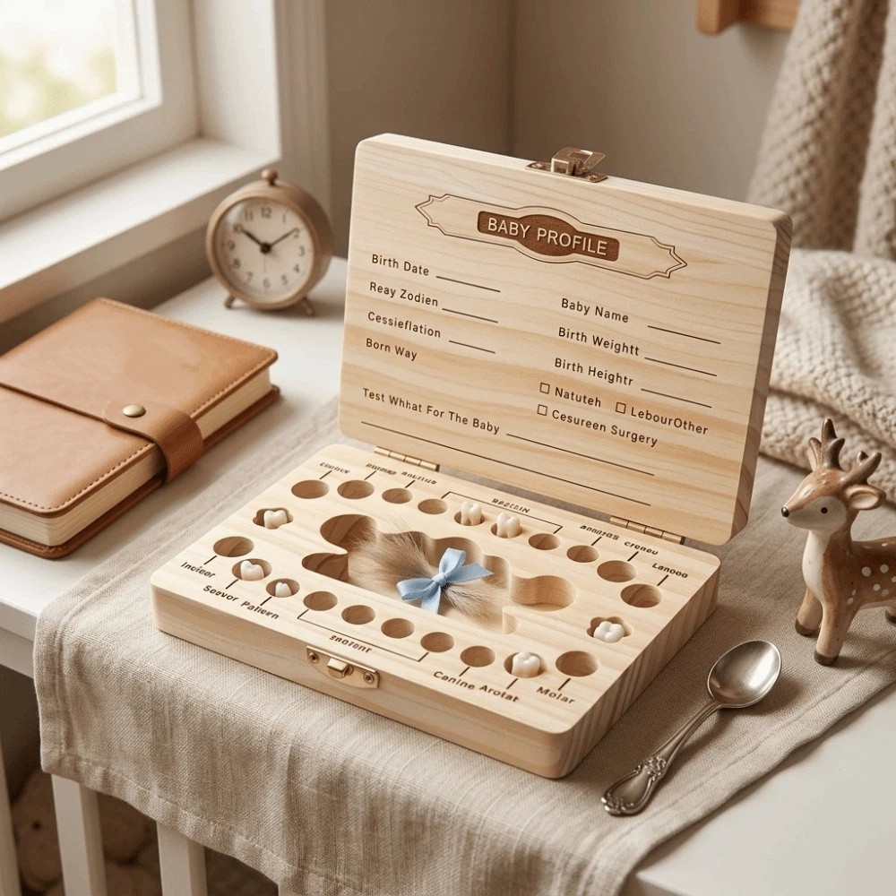 Drewniane pudełko na zęby mlec – Baby Keepsake Box recenzja i cena