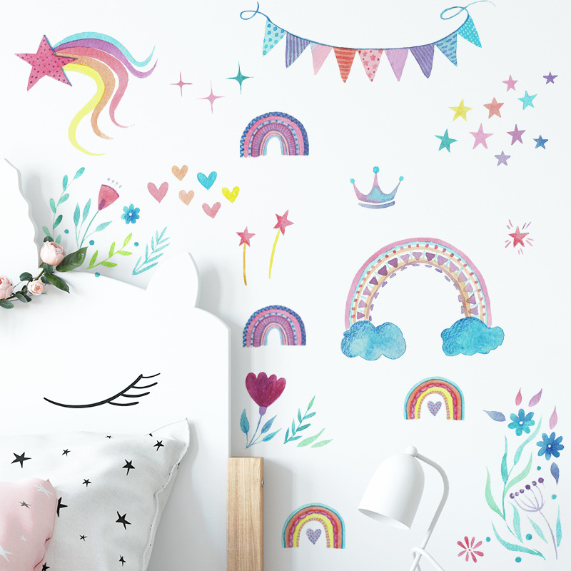 Naklejka ścienna z tęczowymi g – Baby Nursery Mural Wallpaper recenzja i cena