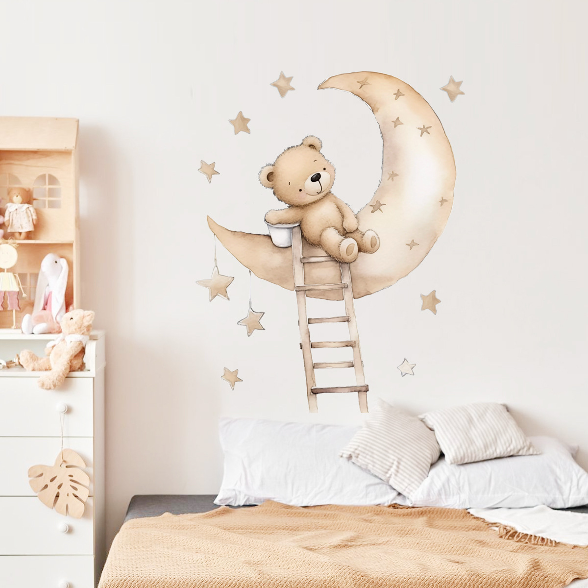Naklejki ścienne z uroczym mis – Baby Nursery Wallpaper Girl recenzja i cena