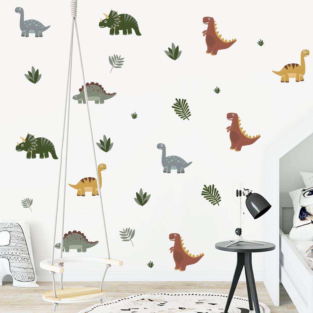 Cartoon Cute Dinosaur Leaf Ani – Wall Decal Nursery recenzja i cena