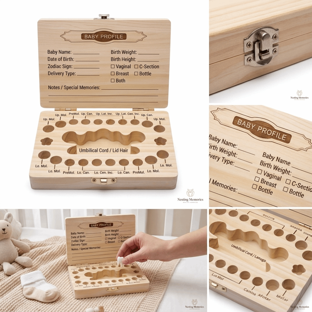 Drewniane pudełko na zęby mlec – Baby Keepsake Box recenzja i cena